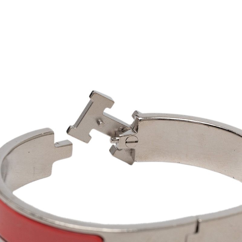 Hermes Click PM Enamel Bracelet Bangle Pink Silver Metal — view 4