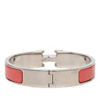 Hermes Click PM Enamel Bracelet Bangle Pink Silver Metal — view 3