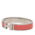 Hermes Click PM Enamel Bracelet Bangle Pink Silver Metal — view 2