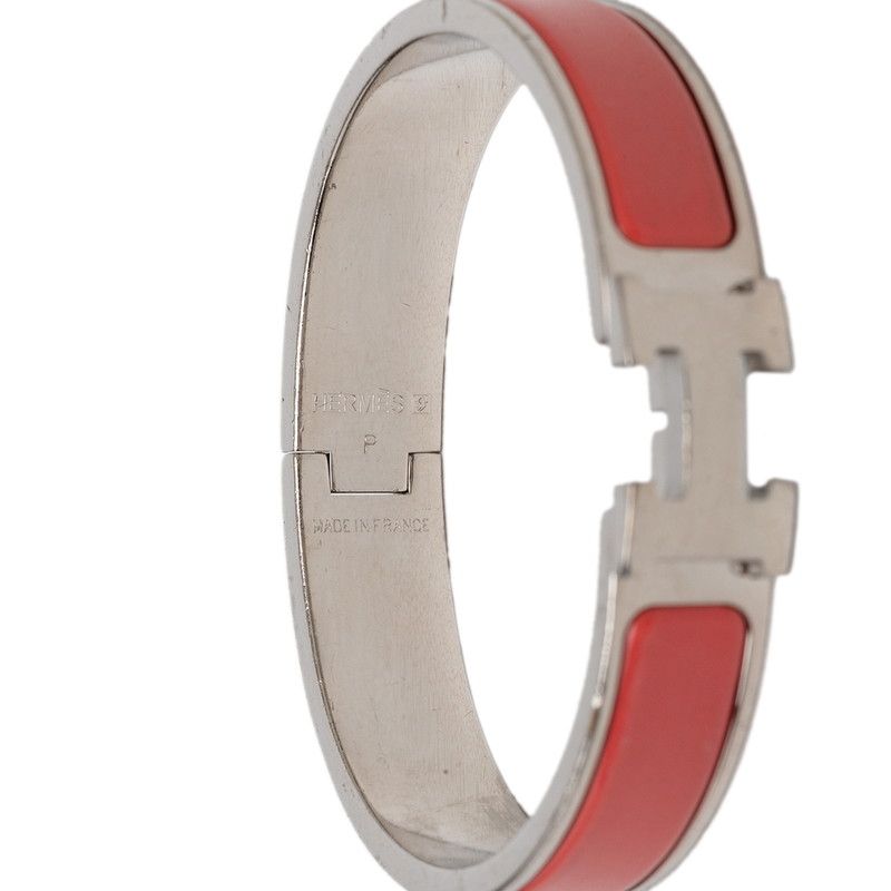Hermes Click PM Enamel Bracelet Bangle Pink Silver Metal — view 5