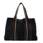 Hermes Troca Horizontal MM Tote Black Canvas Leather