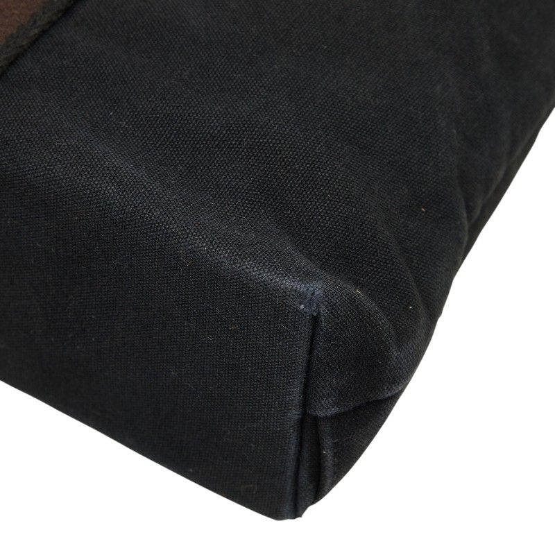 Hermes Troca Horizontal MM Tote Black Canvas Leather — view 6
