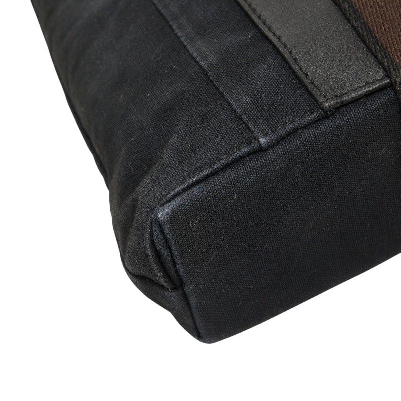 Hermes Troca Horizontal MM Tote Black Canvas Leather — view 5