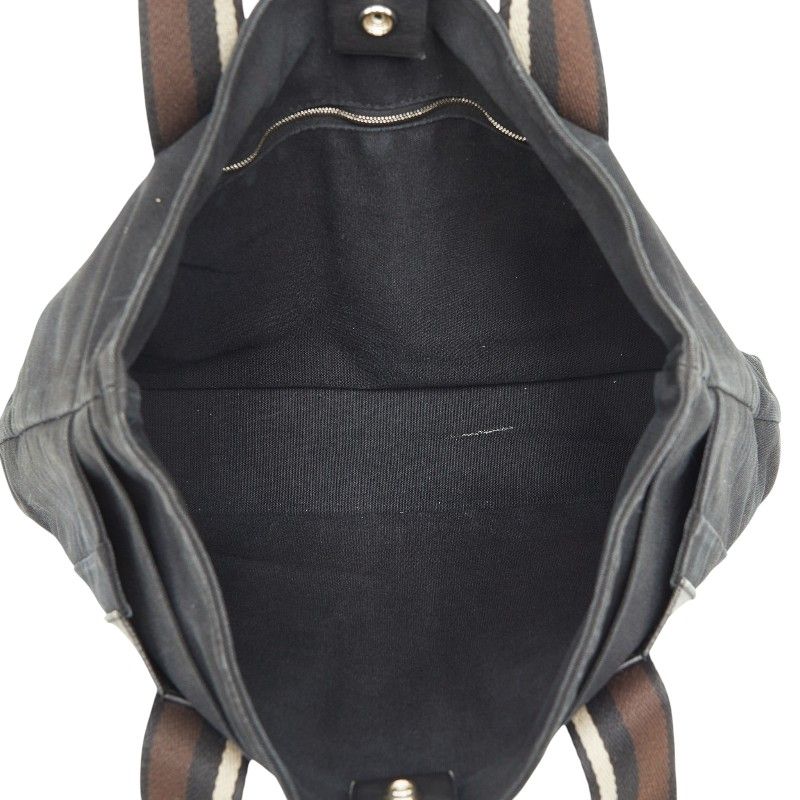Hermes Troca Horizontal MM Tote Black Canvas Leather — view 8