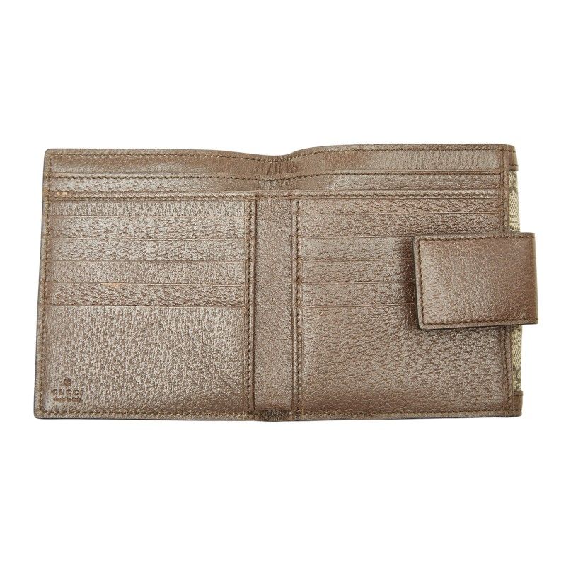 Gucci GG Supreme Ophidia Hook Bifold Wallet Beige Brown Leather — view 6