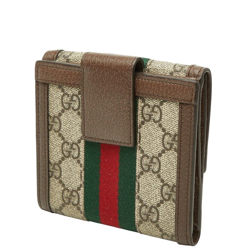 Gucci GG Supreme Ophidia Hook Bifold Wallet Beige Brown Leather — view 2
