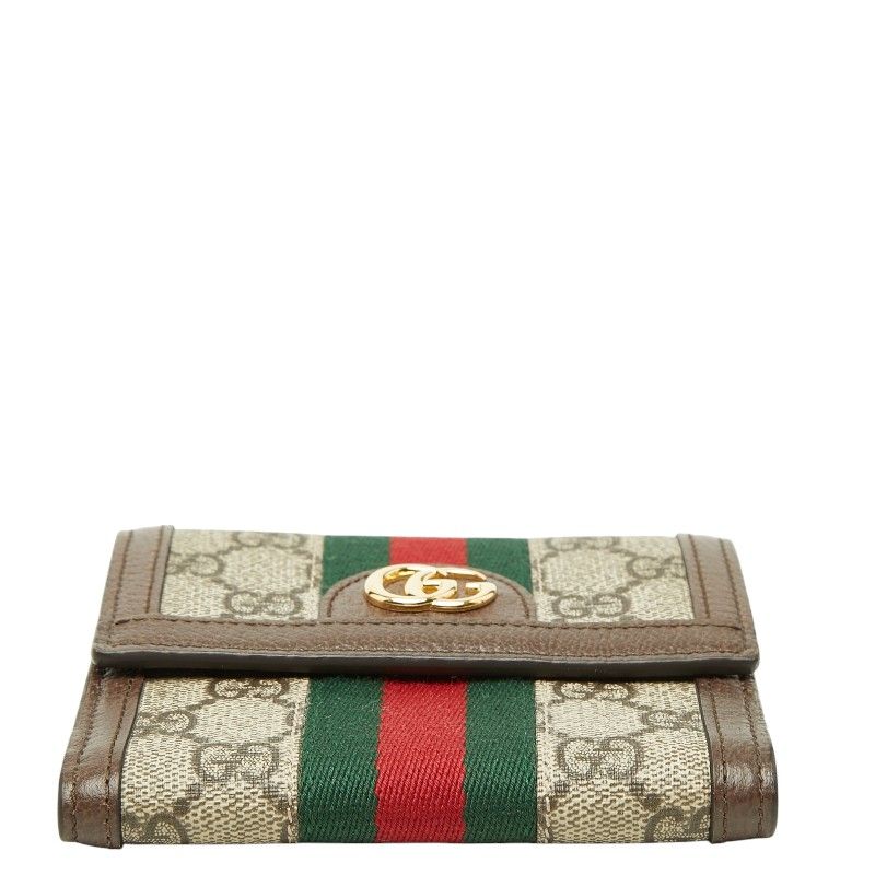 Gucci GG Supreme Ophidia Hook Bifold Wallet Beige Brown Leather — view 3