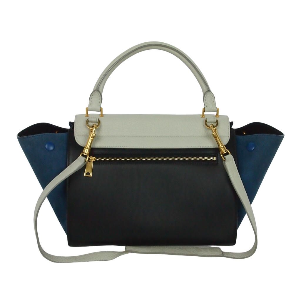 Celine Trapeze Leather 2-Way Handbag Multicolor Blue White — view 2