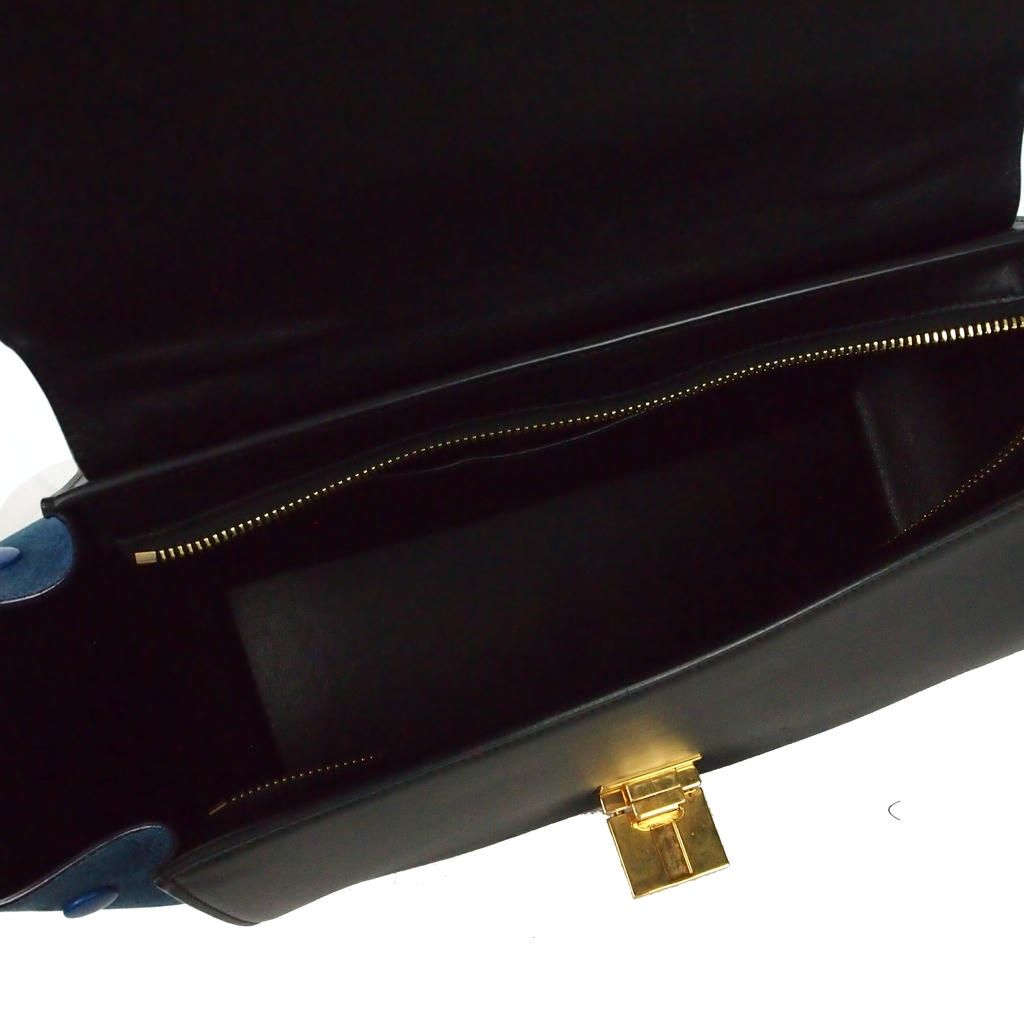 Celine Trapeze Leather 2-Way Handbag Multicolor Blue White — view 6