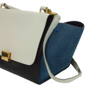 Celine Trapeze Leather 2-Way Handbag Multicolor Blue White — view 3