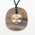 Hermes Rift GM Buffalo Horn Necklace Brown Pink