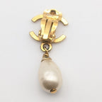 Chanel Earrings CC Logo Gold Faux Pearl Drop Swing Vintage Single — view 5