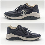 Chanel Sneakers CC Logo Black White Fabric Shoes — view 2