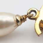 Chanel Earrings CC Logo Gold Faux Pearl Drop Swing Vintage Single — view 3