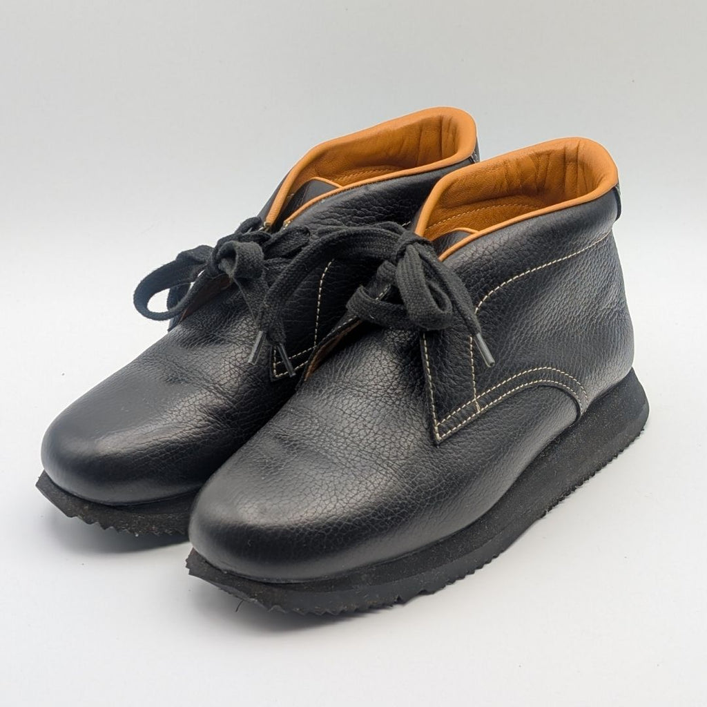 Hermes Quick Chukka Boots Sneakers High Cut Leather Black Shoes