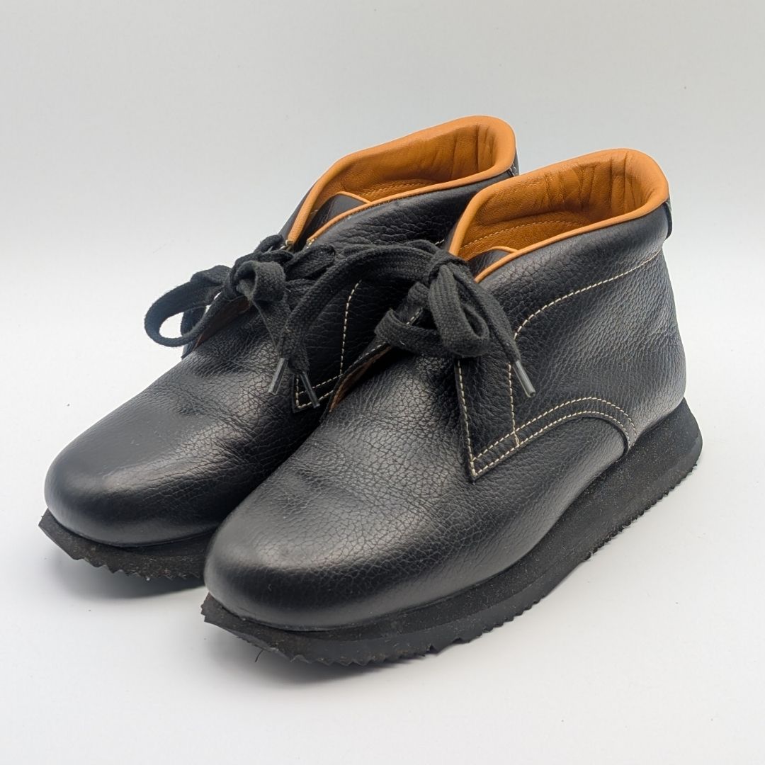 Hermes Quick Chukka Boots Sneakers High Cut Leather Black Shoes