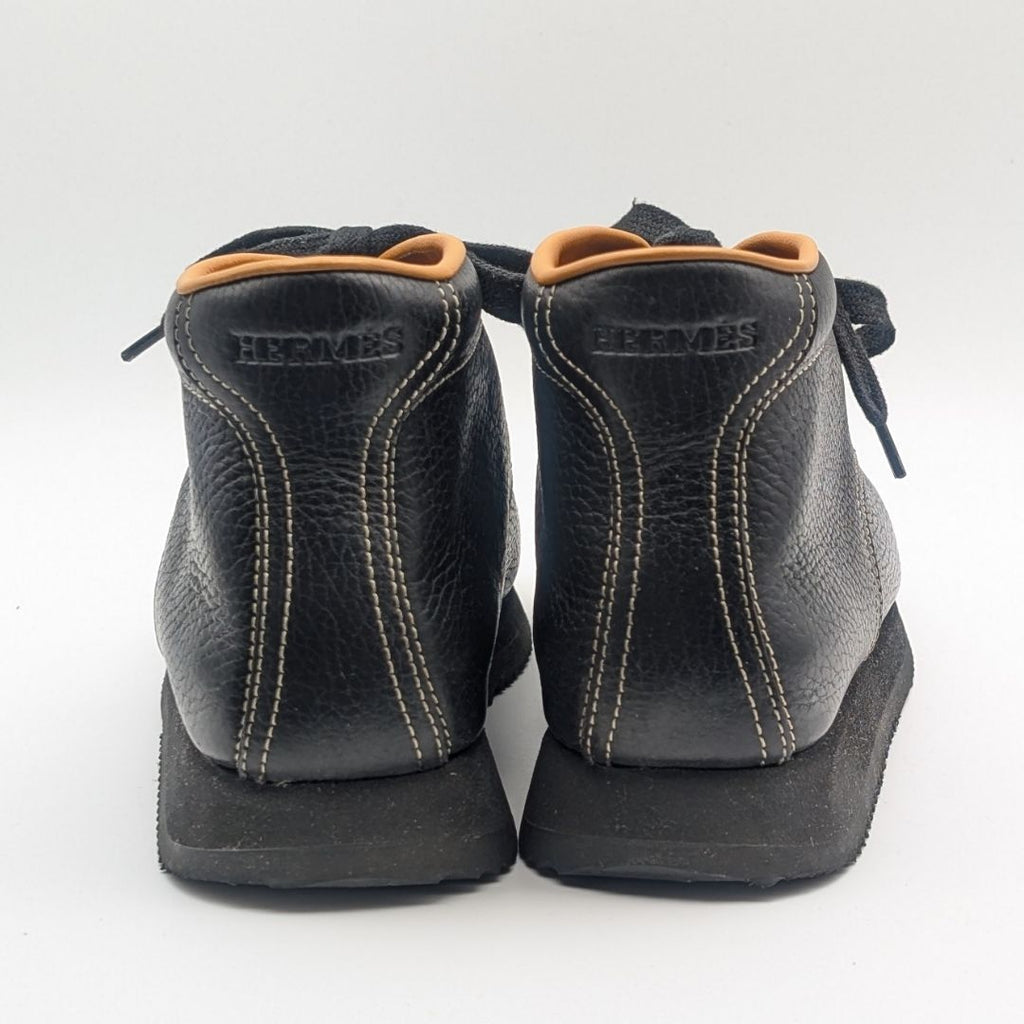 Hermes Quick Chukka Boots Sneakers High Cut Leather Black Shoes — view 5