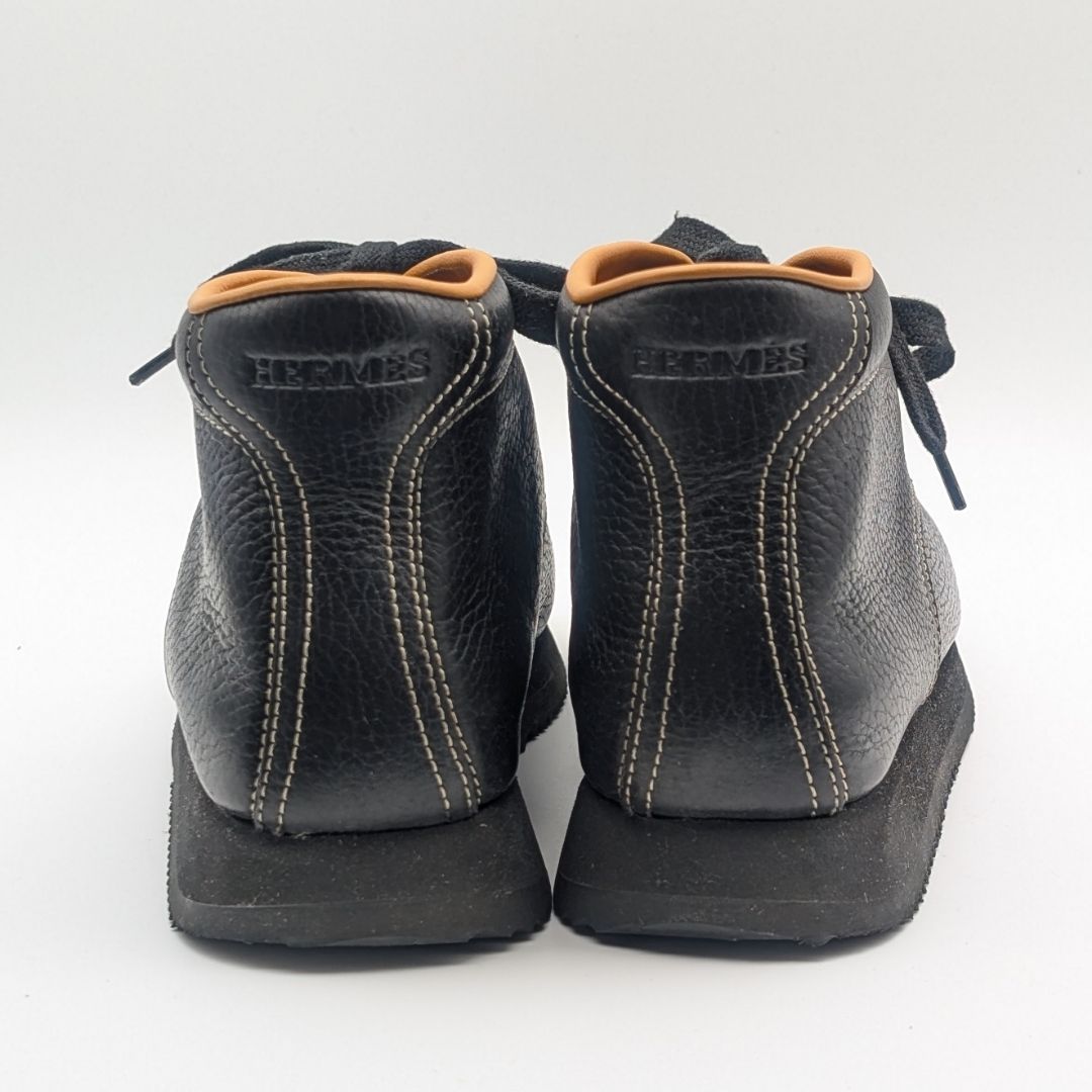 Hermes Quick Chukka Boots Sneakers High Cut Leather Black Shoes — view 5