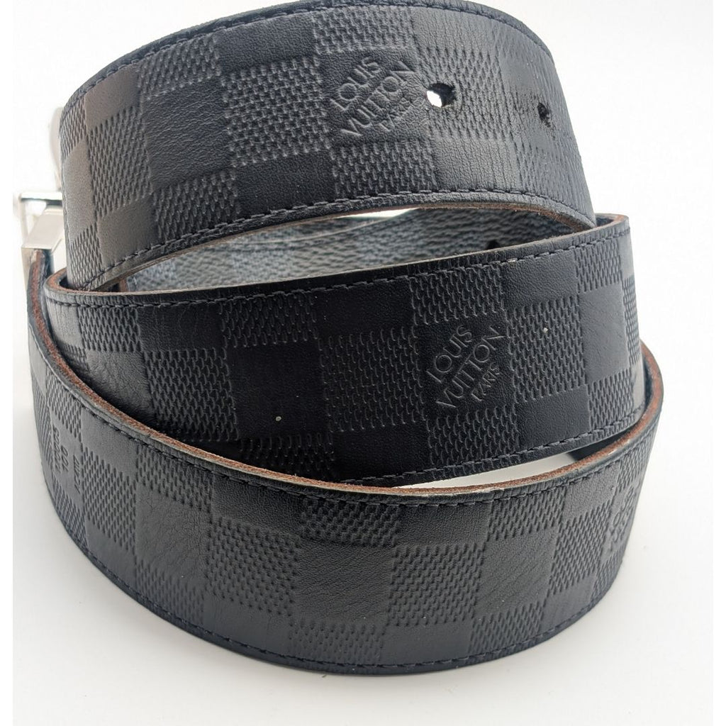 Louis Vuitton Ceinture Damier Print Graphite Infini Reversible Black Belt — view 4