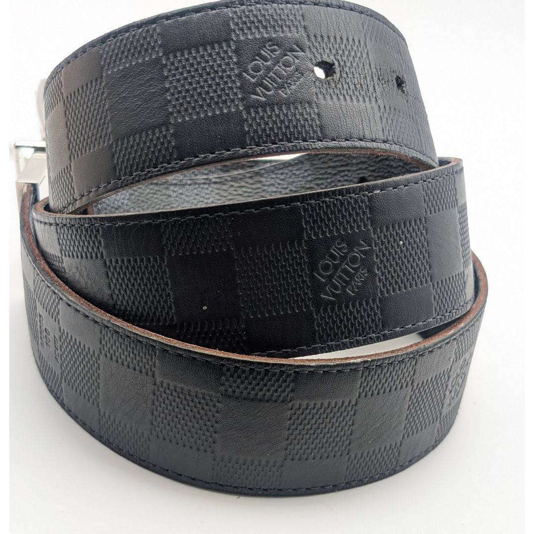 Louis Vuitton Ceinture Damier Print Graphite Infini Reversible Black Belt — view 4