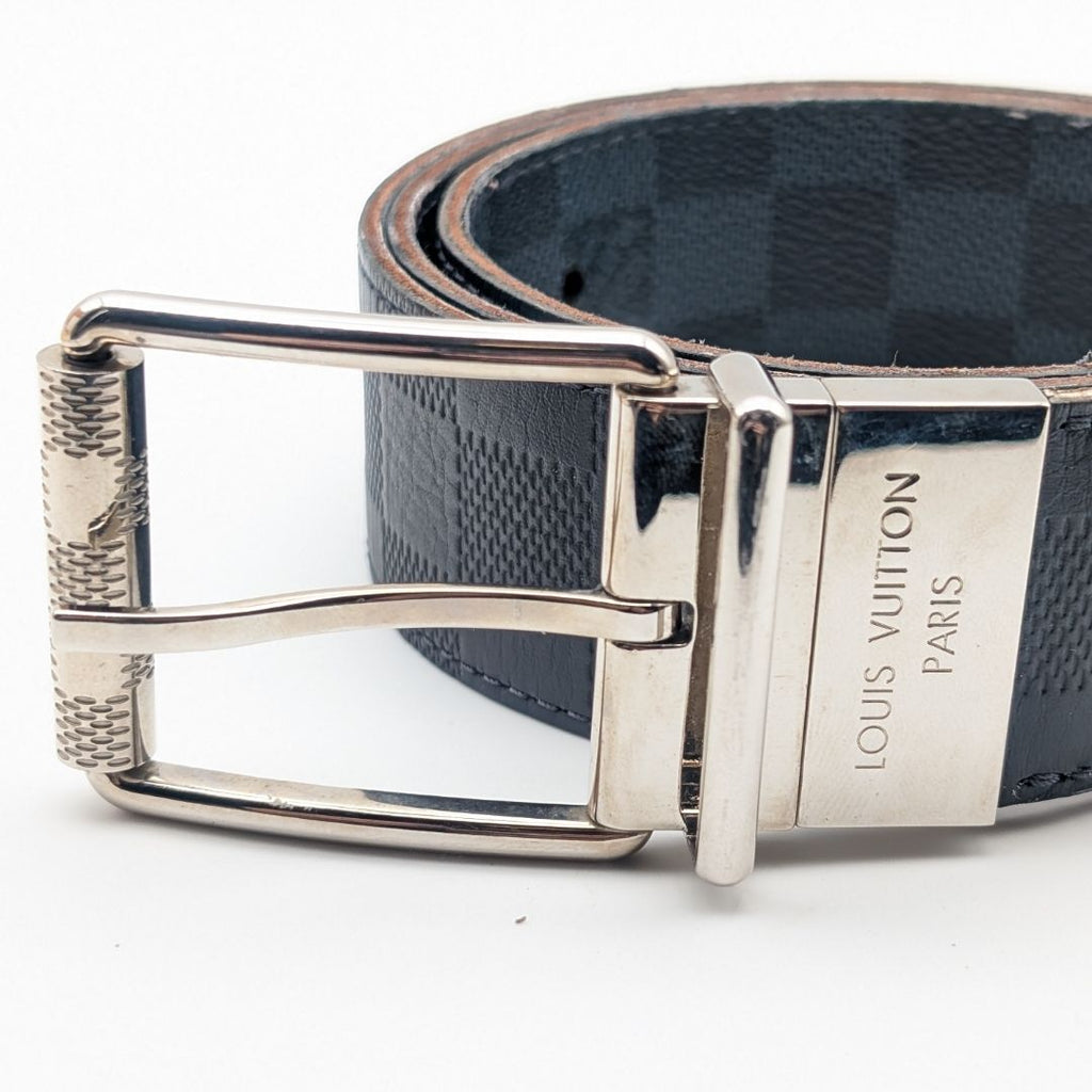 Louis Vuitton Ceinture Damier Print Graphite Infini Reversible Black Belt — view 2
