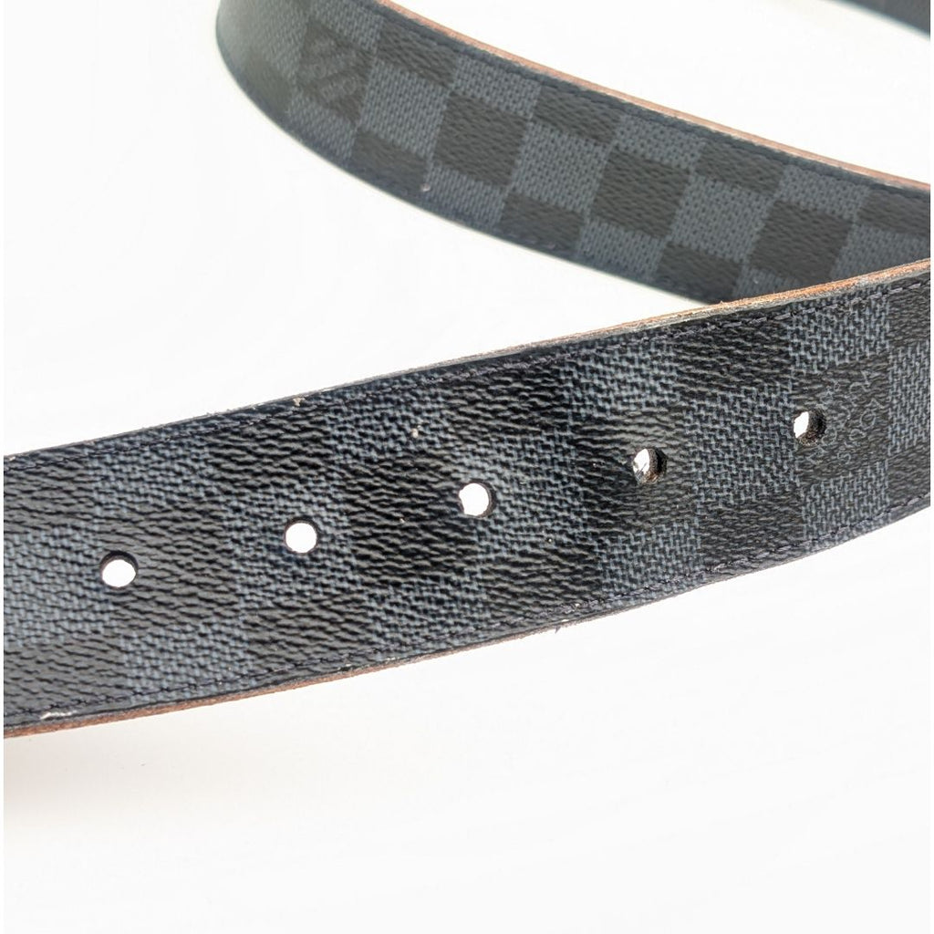 Louis Vuitton Ceinture Damier Print Graphite Infini Reversible Black Belt — view 7