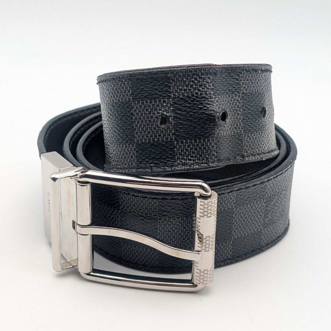 Louis Vuitton Ceinture Damier Print Graphite Black Belt