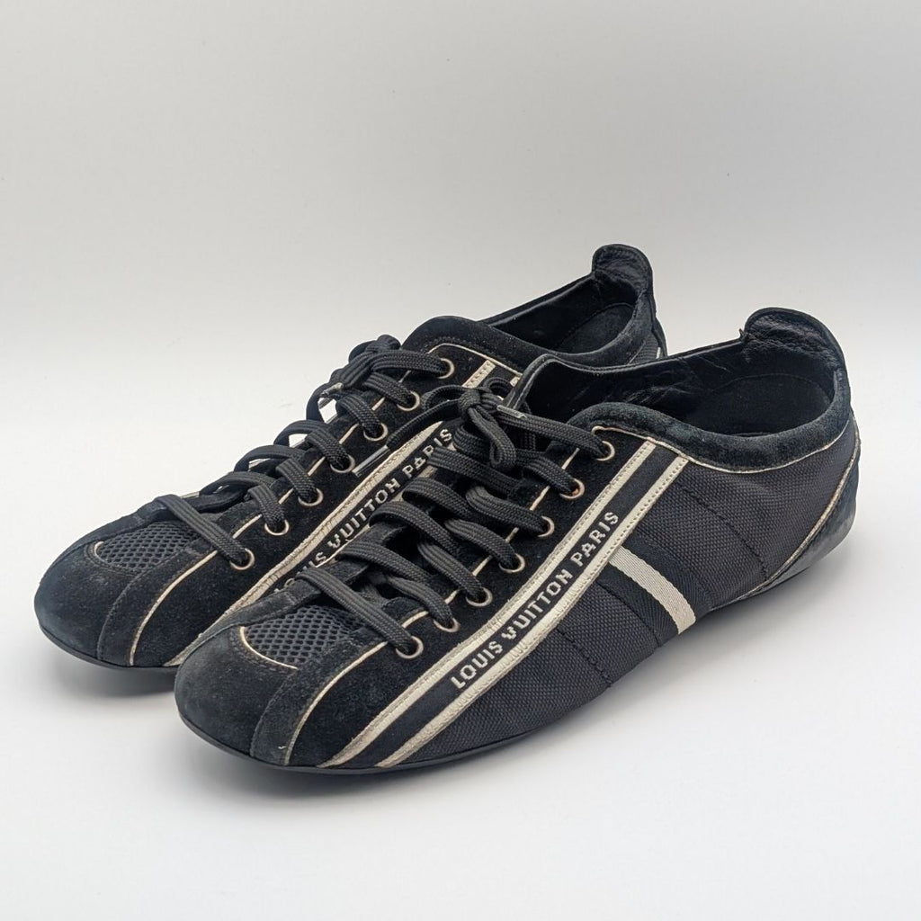 Louis Vuitton Sneakers Canvas Suede Black Logo Shoes
