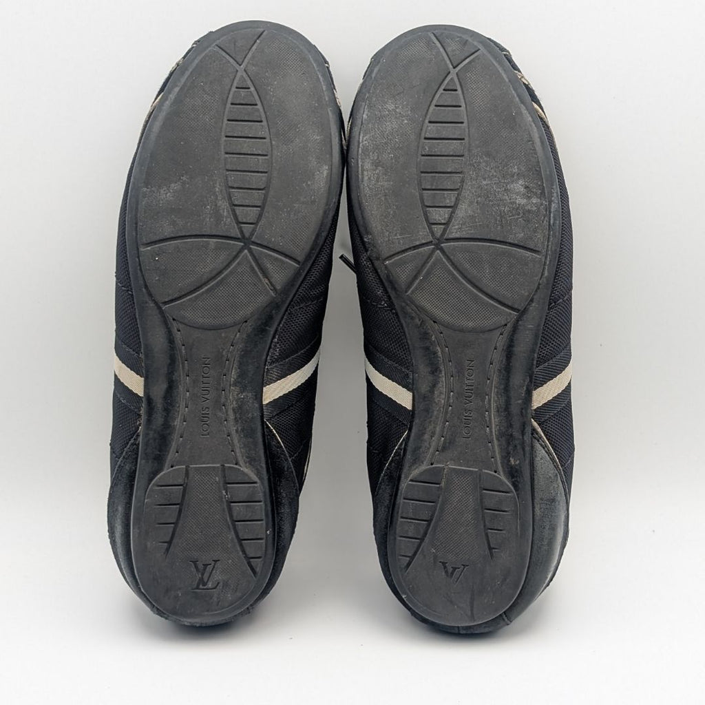 Louis Vuitton Sneakers Canvas Suede Black Logo Shoes — view 6