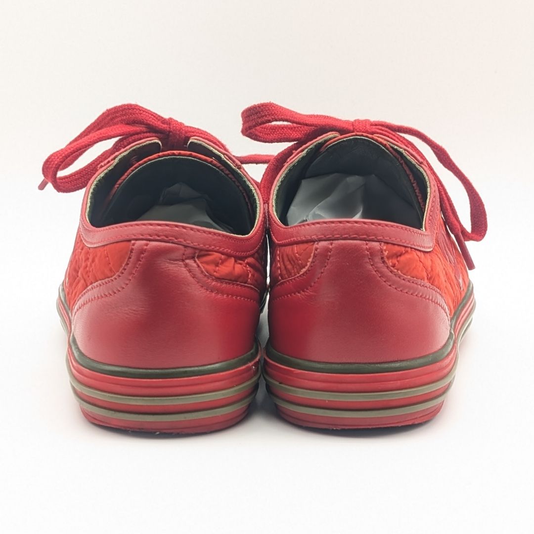 Chanel Sneakers CC Logo Quilted Red Nylon Leather Shoes — view 4
