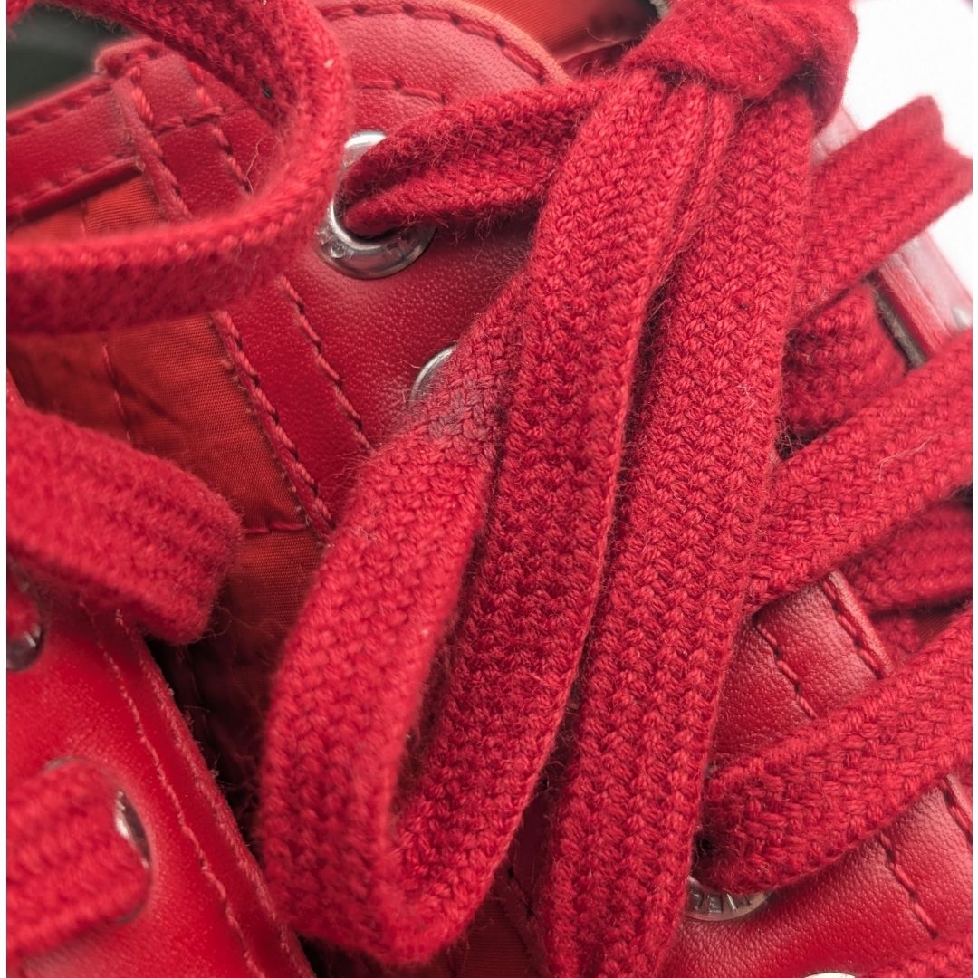Chanel Sneakers CC Logo Quilted Red Nylon Leather Shoes — view 9
