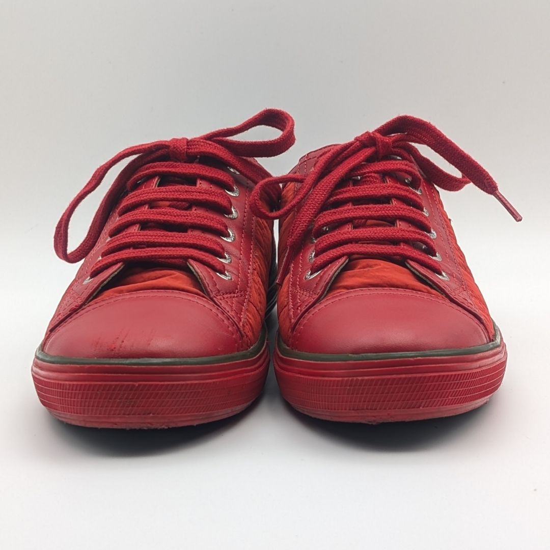Chanel Sneakers CC Logo Quilted Red Nylon Leather Shoes — view 3