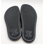 Louis Vuitton Leather LV Logo Black Sandals Thong Beach — view 5
