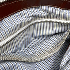 Celine Blason Handbag Hibiscus Denim Navy Brown — view 6