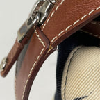 Celine Blason Handbag Hibiscus Denim Navy Brown — view 4