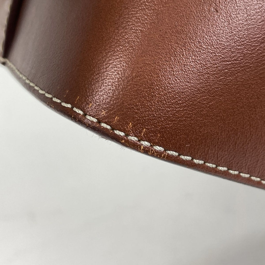 Celine Blason Handbag Hibiscus Denim Navy Brown — view 3