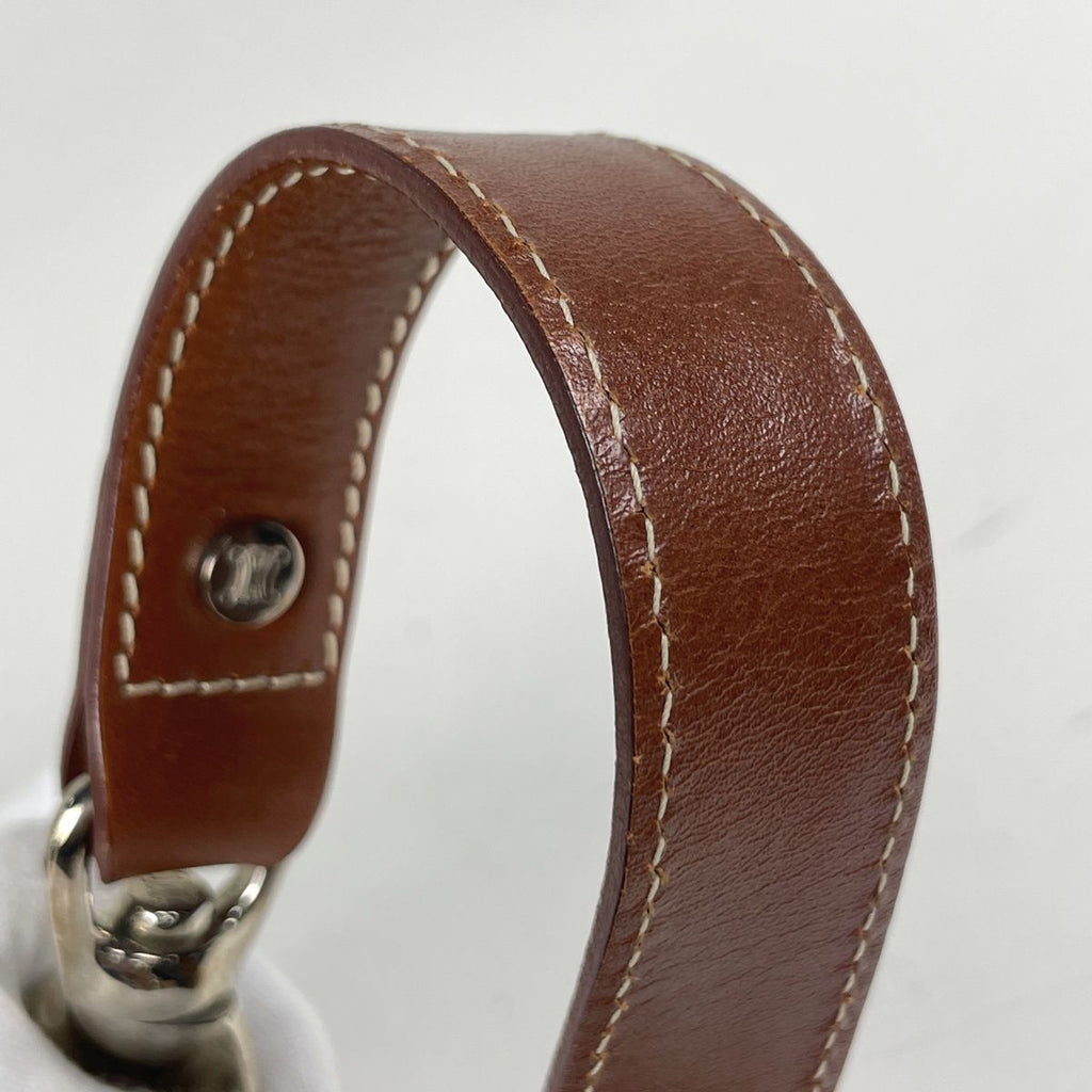 Celine Blason Handbag Hibiscus Denim Navy Brown — view 5