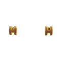 Hermes Pop Earrings Logo Gold Plated
