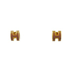Hermes Pop Earrings Logo Gold Plated