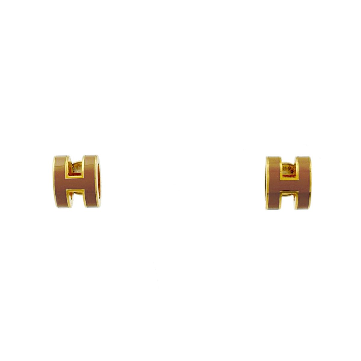 Hermes Pop Earrings Logo Gold Plated