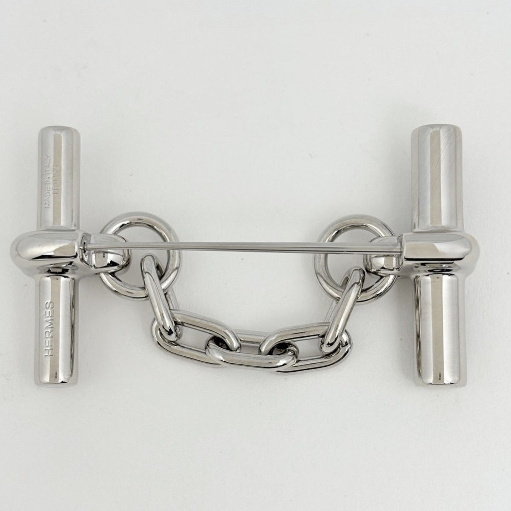 Hermes Fribustier Brooch Metal Veau Swift Silver Black — view 2