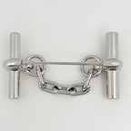 Hermes Fribustier Brooch Metal Veau Swift Silver Black — view 2