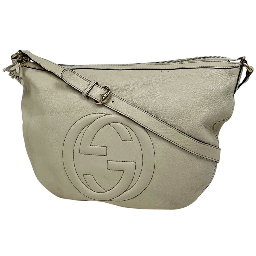 Gucci Soho Shoulder Bag Interlocking Leather Ivory