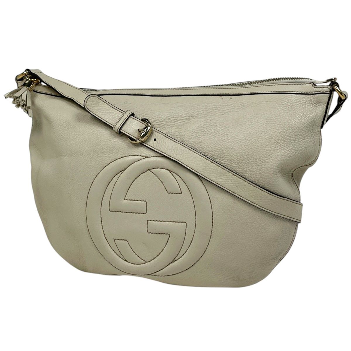 Gucci Soho Shoulder Bag Interlocking Leather Ivory