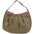 Gucci GG Pattern Ski Shoulder Bag Canvas Beige Pink