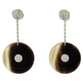 Hermes Buffalo Horn Earrings Swing Series Metal Silver Brown