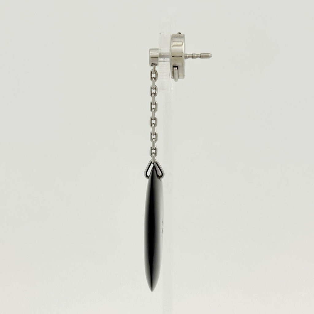 Hermes Buffalo Horn Earrings Swing Series Metal Silver Brown — view 2