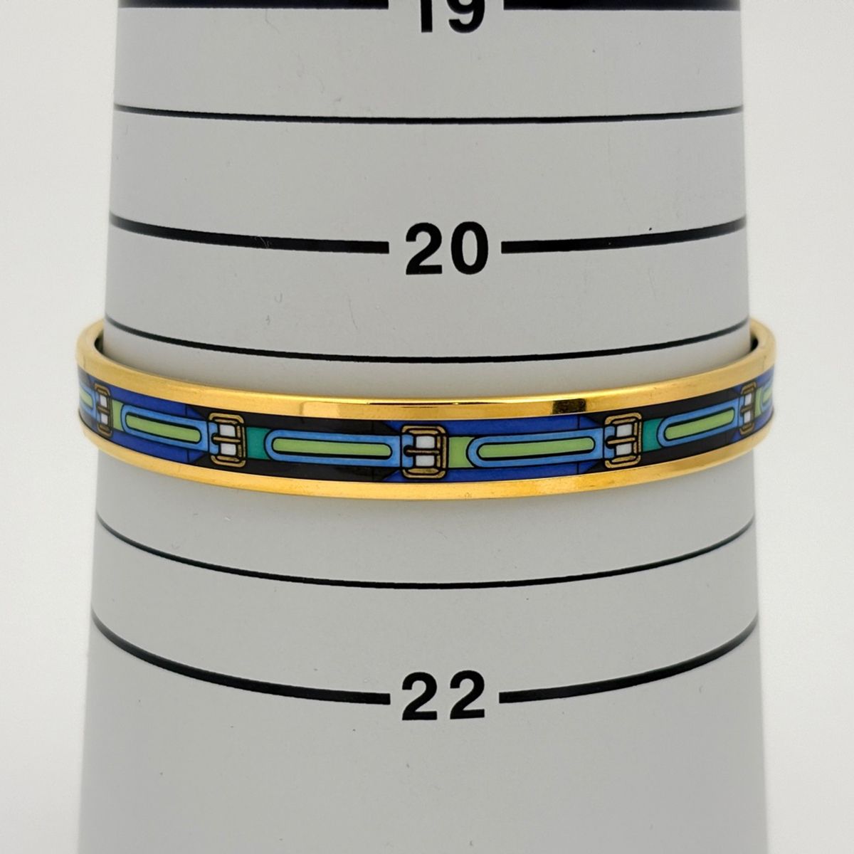 Hermes Enamel PM Cloisonne Bangle Gold Plated Blue Bracelet — view 5