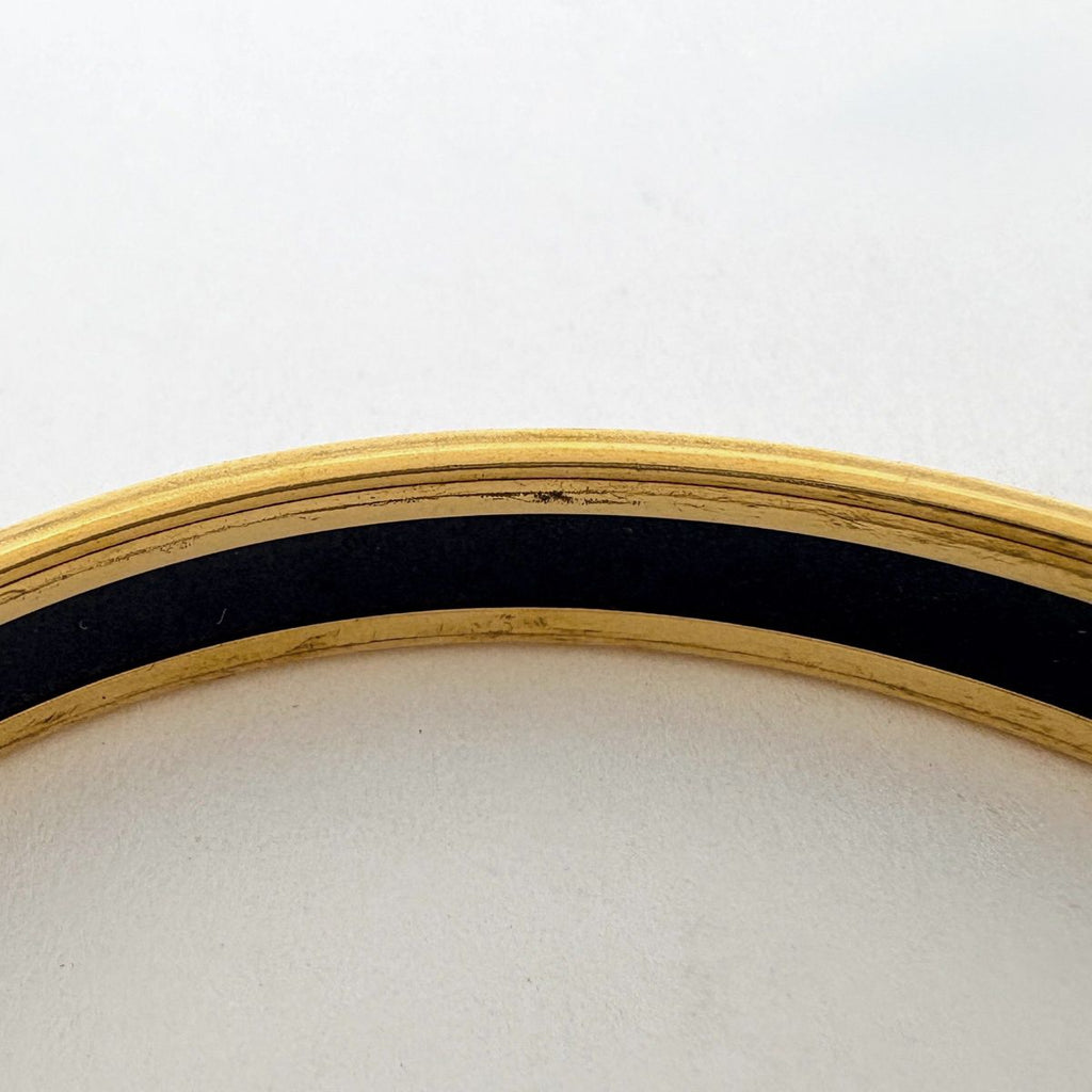 Hermes Enamel PM Cloisonne Bangle Gold Plated Blue Bracelet — view 4