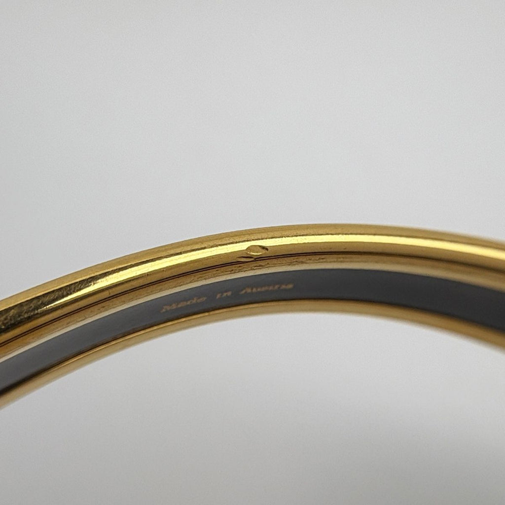 Hermes Enamel PM Cloisonne Bangle Gold Plated Blue Bracelet — view 3